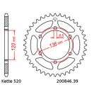 Steel rear sprocket with pitch 520 and 39 teeth JTR846.39