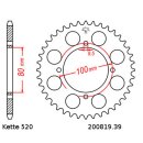 Steel rear sprocket with pitch 520 and 39 teeth JTR819.39