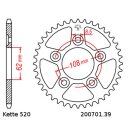 Steel rear sprocket with pitch 520 and 39 teeth JTR701.39