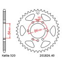 Steel rear sprocket with pitch 520 and 40 teeth JTR1826.40