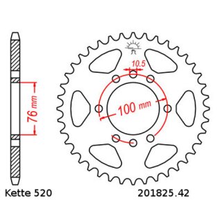 Kettenrad Stahl Teilung 520 und 42 Zähnen JTR1825.42