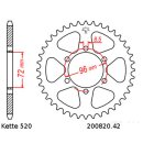 Steel rear sprocket with pitch 520 and 42 teeth JTR820.42