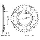 Steel rear sprocket with pitch 520 and 43 teeth JTR477.43