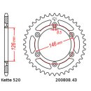 Steel rear sprocket with pitch 520 and 43 teeth JTR808.43