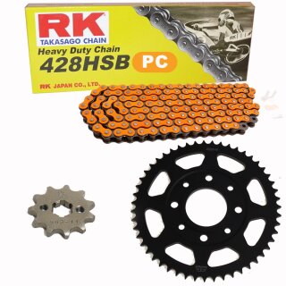 Chain and Sprocket Set compatible for Kymco Zing 125 97-01  chain RK PC 428 SB 124  open  ORANGE  16/41