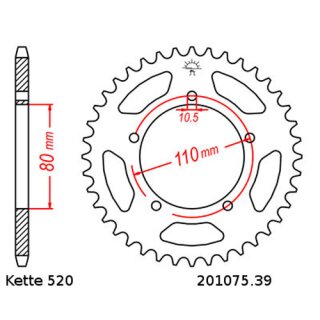 Kettensatz geeignet fr Kymco Venox 250 04-10  Kette RK 520 XSO 110  offen  14/39