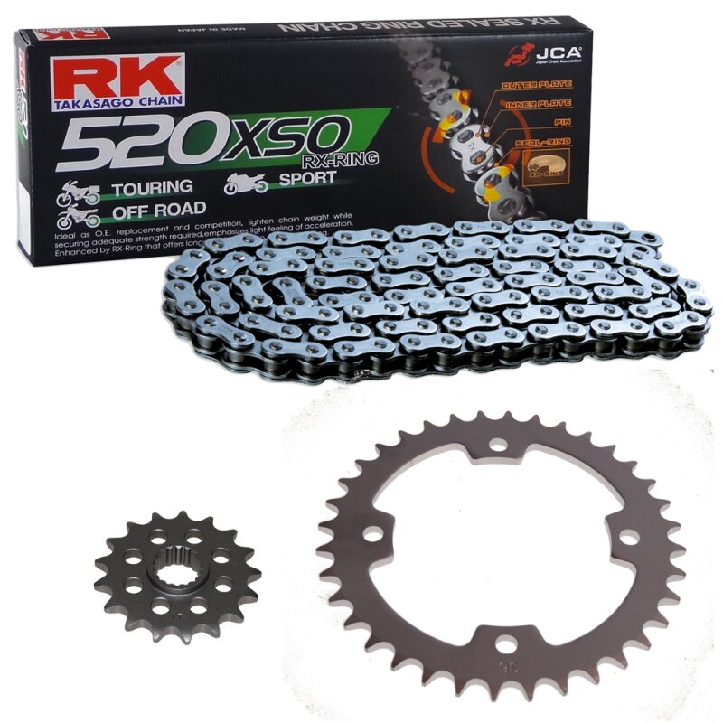 Chain and Sprocket Set Kymco MXU 250 05-14 Chain RK 520 XSO 94 open