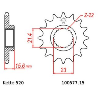 Kettensatz geeignet fr MuZ Skorpion Sport 660 94-99  Kette RK 520 XSO 108  offen/15/39