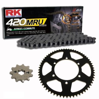 Chain and Sprocket Set compatible for Peugeot XR6 50 01-06  chain RK 420 MRU 126  open  12/52