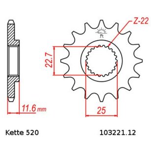 Kettensatz geeignet fr Polaris Xpress 300 96-99  Kette RK 520 XSO 86  offen  12/38