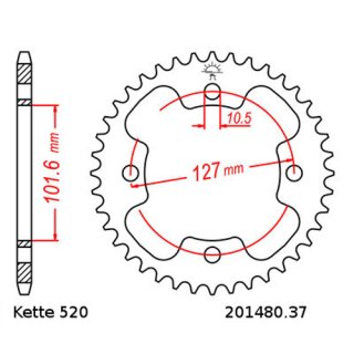 Kettensatz geeignet fr Polaris Predator 500 03-04  Kette RK 520 XSO 94  offen  14/37