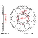 Steel rear sprocket with pitch 520 and 45 teeth JTR22.45
