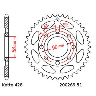 Kettensatz geeignet fr Kreidler Enduro 125 DD 08-14 Kette RK FB 428 HSB 136 offen BLAU 15/51