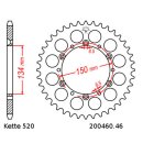 Steel rear sprocket with pitch 520 and 46 teeth JTR460.46