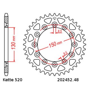 Kettenrad Stahl Teilung 520 und 48 Zähnen JTR2452.48