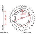 Steel rear sprocket with pitch 520 and 48 teeth JTR828.48