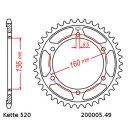 Steel rear sprocket with pitch 520 and 49 teeth JTR5.49