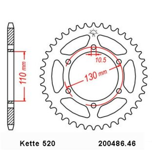 Kettenrad Stahl Teilung 520 und 46 Zähnen Supersprox 16500-46