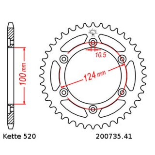 Kettensatz geeignet fr Ducati SS 600 (Fgst.-Nr.: >01852) 95-99  Kette RK 520 XSO 98  offen  15/41