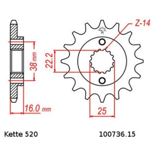 Kettensatz geeignet fr Ducati 851 Strada 88-92  Kette RK 520 XSO 98  offen  15/39
