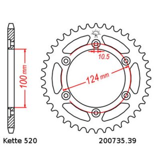 Kettensatz geeignet fr Ducati 851 Strada 88-92  Kette RK 520 XSO 98  offen  15/39