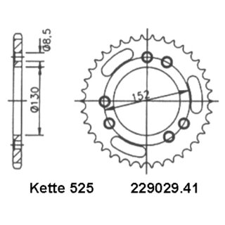 Kettenrad Stahl Teilung 525 und 41 Zähnen Esjot 29041-41