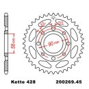 Kettensatz geeignet für Daelim VL 125 R FI Roadwin 07-11  Kette RK PC 428 HSB 130  offen  ORANGE  14/45