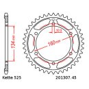 Steel rear sprocket with pitch 525 and 45 teeth JTR1307.45
