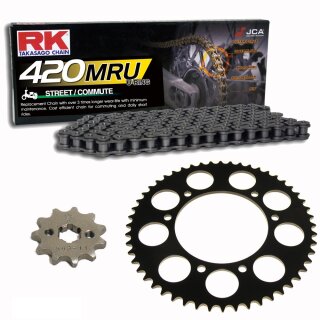 Kettensatz geeignet für Derbi Senda 50 Enduro R DRD Racing 04-05  Kette RK 420 MRU 130  offen  12/53