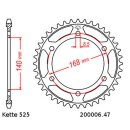 Steel rear sprocket with pitch 525 and 47 teeth JTR6.47