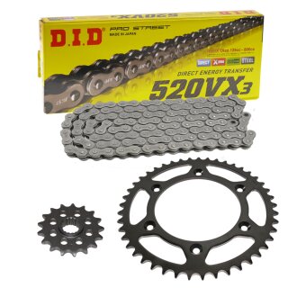 Chain and Sprocket Set compatible for Aprilia Moto 6.5 95-00 chain DID 520 VX3 108 open 16/49