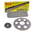 Chain and Sprocket Set compatible for Aprilia Classic 125 95-00 chain DID 520 VX3 112 open 15/40