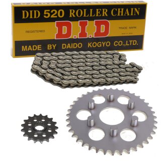 Chain and Sprocket Set compatible for Aprilia Classic 125 95-00 chain DID 520 112 open 15/40