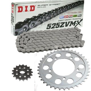 Chain and Sprocket Set compatible for Aprilia RSV1000 Mille 98-04 chain DID 525 ZVM-X 108 open 17/42