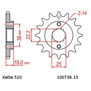 Kettensatz geeignet für Ducati S-Sport 750 01-02 Kette DID 520 VX3 98 offen 15/40