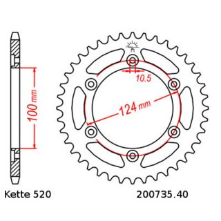 Kettensatz geeignet für Ducati S-Sport 750 01-02 Kette DID 520 VX3 98 offen 15/40
