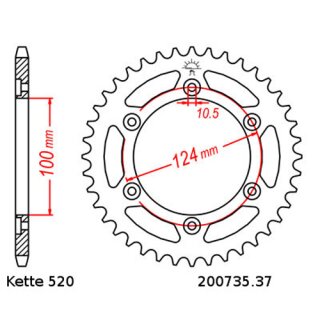 Kettensatz geeignet für Ducati SS750 91-98 Kette DID 520 VX3 98 offen 15/37
