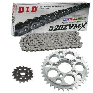 Chain and Sprocket Set compatible for Ducati Monster S2R 800 05-07 Chain DID 520 ZVM-X 104 open 15/42