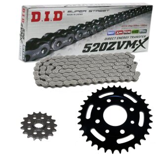 Chain and Sprocket Set compatible for Honda VT125C Shadow 99-06 Chain DID 520 ZVM-X 112 open 14/41