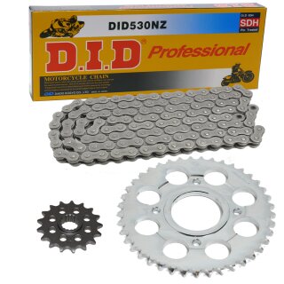 Chain and Sprocket Set compatible for Honda CB 250 G 74-77  chain DID 530 NZ 96  open  16/38