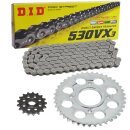 Chain and Sprocket Set Honda CB350F 72-74 chain DID 530 VX3 96 open 17/38