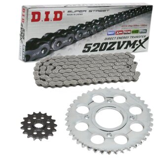 Chain and Sprocket Set compatible for Honda CB400N 81-82 Chain DID 520 ZVM-X 100 open 16/36