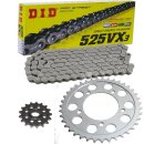 Chain and Sprocket Set compatible for Honda CBF500 04-08 chain DID 525 VX3 116 open 15/41