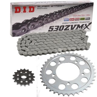 Chain and Sprocket Set compatible for Honda CBR600F 91-96 chain DID 530 ZVM-X 108 open 15/43