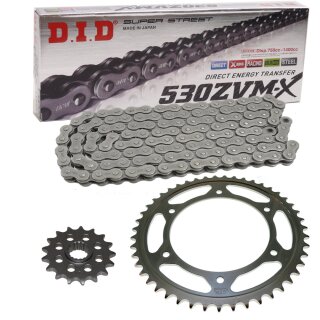 Chain and Sprocket Set compatible for Honda VFR800F1 98-01 chain DID 530 ZVM-X 108 open 17/43