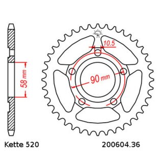 Chain and Sprocket Set Honda NSR 125 R-R 93-98  chain DID 520 L 108  open  14 / 36