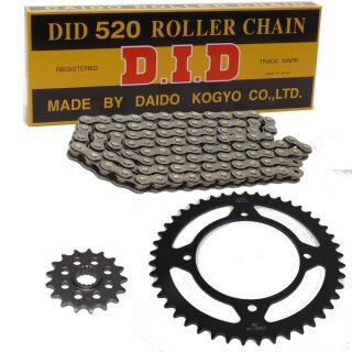 Chain and Sprocket Set compatible for Honda CB 250 N Euro 81-83  chain DID 520 L 102  open  15 / 41