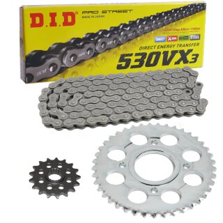 Chain and Sprocket Set Honda CB360G 74-77 chain DID 530 VX3 96 open 16/34