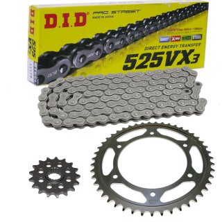 Chain and Sprocket Set compatible for Honda VFR400R 90-93 chain DID 525 VX3 104 open 15/40