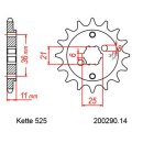 Kettensatz geeignet für Honda XBR500 27PS 85-86 Kette DID 525 VX3 106 offen 14/36